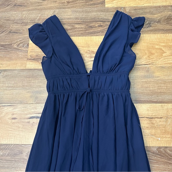 NWT Lulu’s I'm All Yours Navy Blue Ruffled Maxi Dress size S - Picture 8 of 12